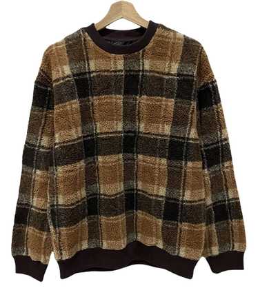 VINTAGE BENO BROWN TARTAN WOOL SWEATSHIRT