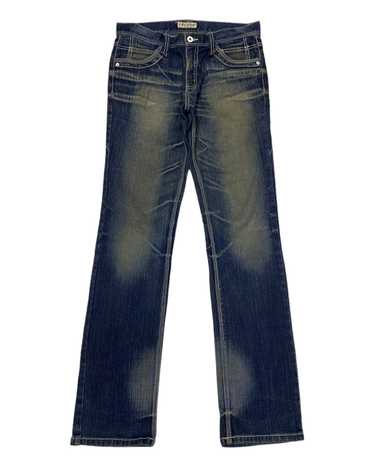 パンツ 00s archive tornado crash denim pants 2000s Tornado Mart Distressed Flared Leg Grey Washed Denim