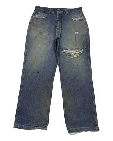 VINTAGE ROCAWEAR BAGGY JEANS DISTRESS RIPS DENIM J