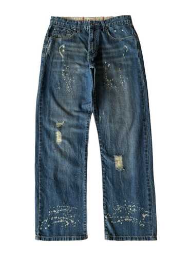 VINTAGE CAFFEINE DENIM WIDE BAGGY JEANS DISTRESS