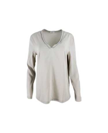 Brunello Cucinelli Long Sleeved V-neck T-shirt