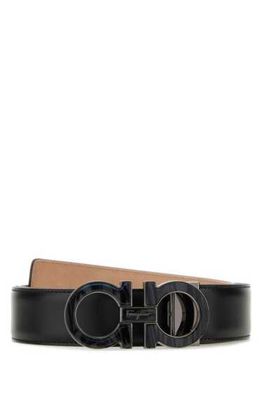 FERRAGAMO Black leather Gancini belt