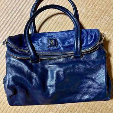 David Lawrence Navy Leather Bag