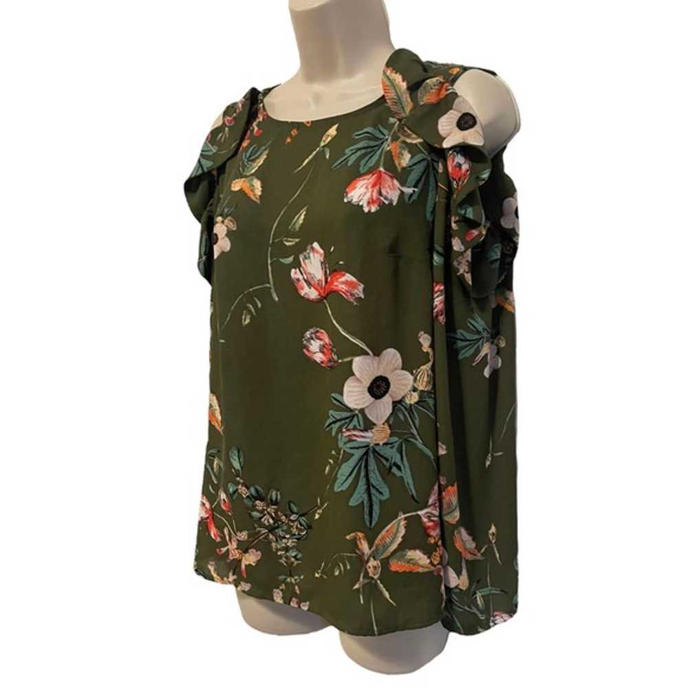 belle sky - Belle + Sky Cold Shoulder Green Flora… - image 2