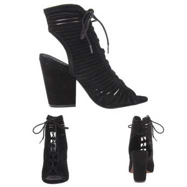 Mia Suede Lace-Up Cut-Out Festival Booties