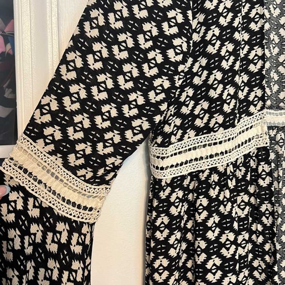 Vintage Havana Crochet Insert Bell Sleeve Kimono … - image 5