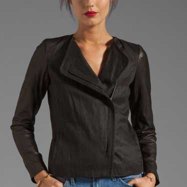 Vince Linen + Leather Sleeve Asymmetrical Jacket - image 1