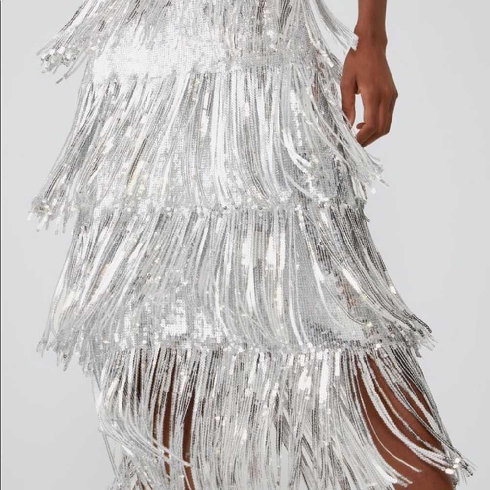 Zara Silver Limited Edition Fringe Sequin Skirt - image 4