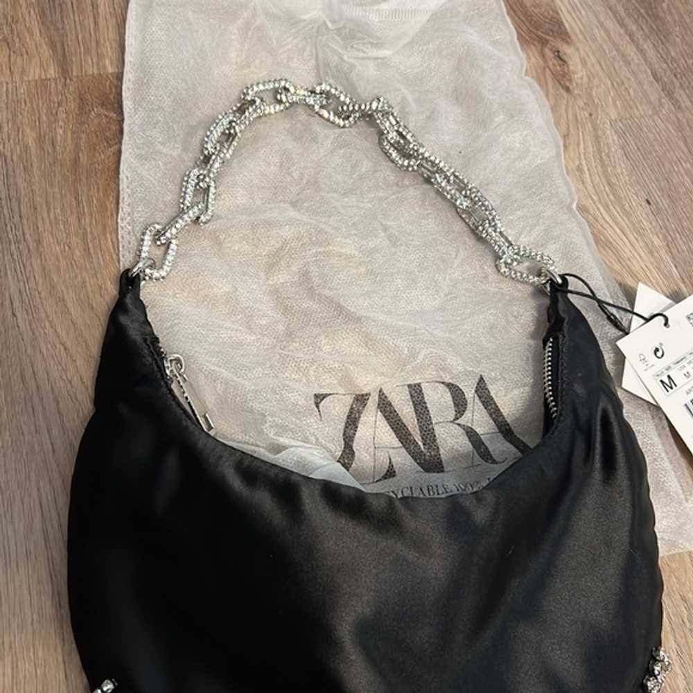 Zara Shiny Satin Rhinestone Shoulder Bag - image 5