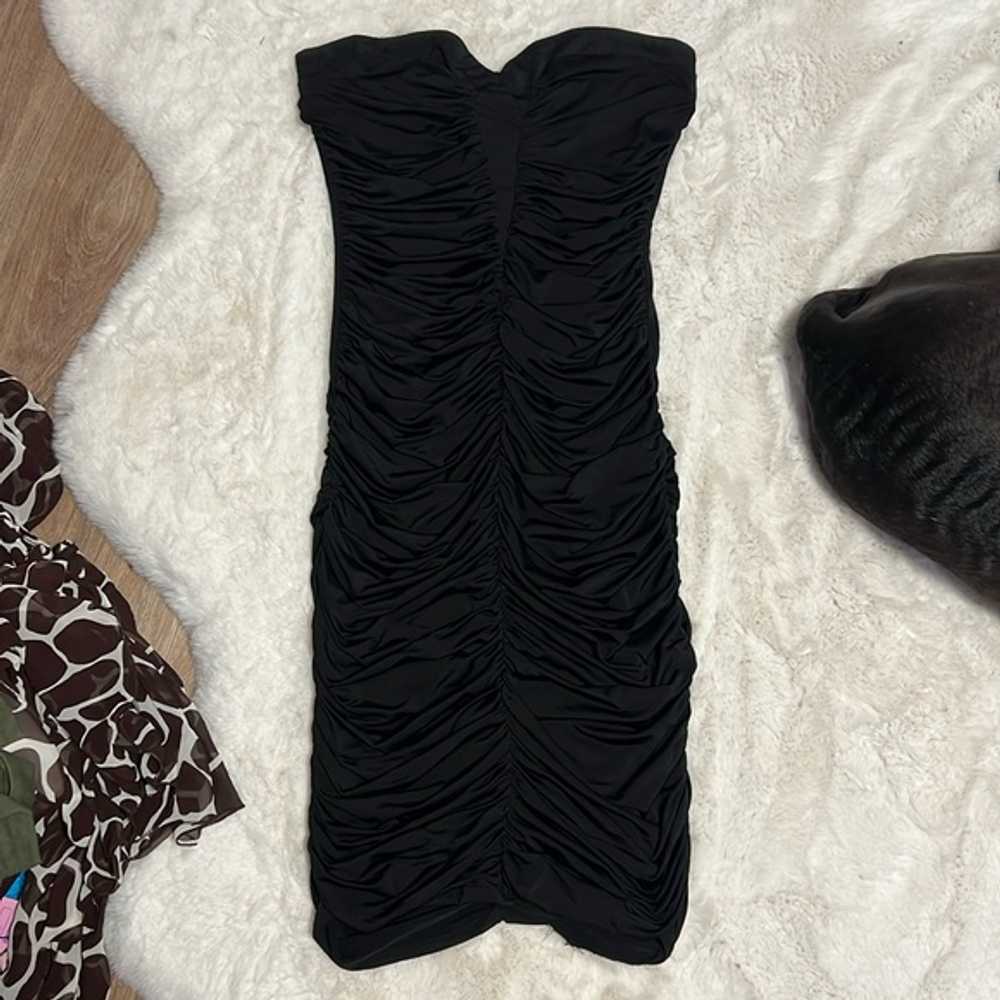 Vintage Marciano Strapless Black Ruched Body-con … - image 1