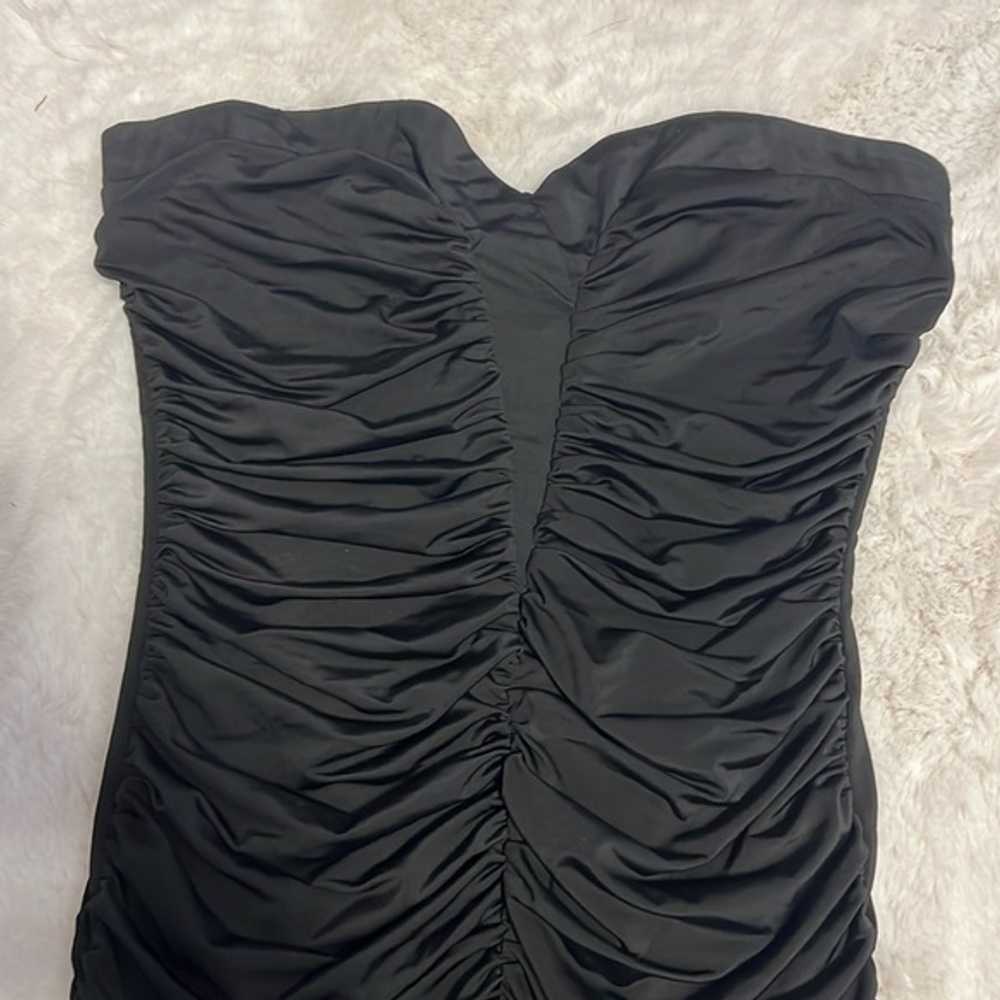 Vintage Marciano Strapless Black Ruched Body-con … - image 2