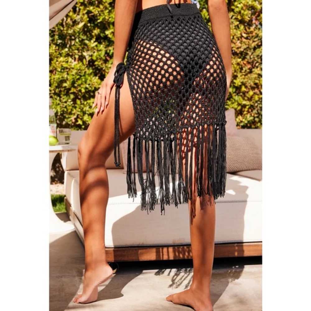 Lulu's - Lulus Back at the Beach Black Crochet Fr… - image 2