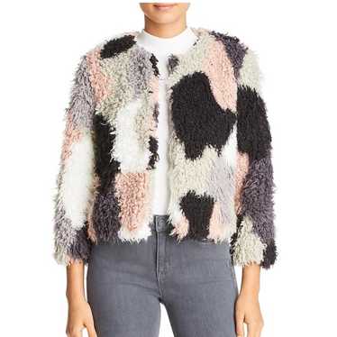 1. State - 1.STATE Patchwork Faux Fur Shaggy Jacke