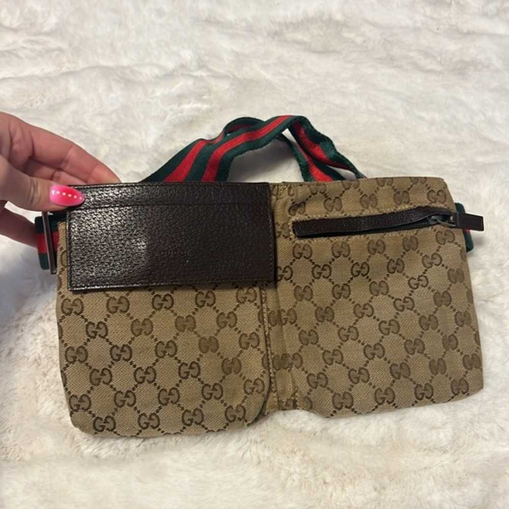 RARE Vintage Gucci GG Monogram Canvas Belt Bum Bag - image 1