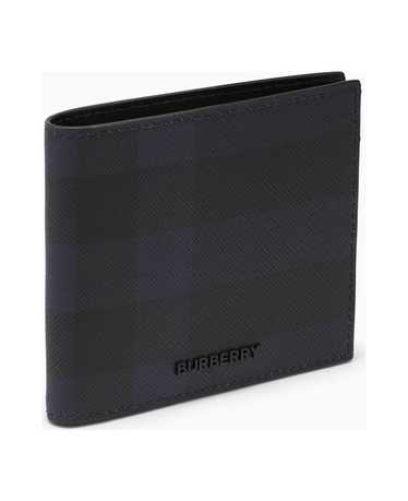 Burberry Check Pattern Navy Blue Wallet