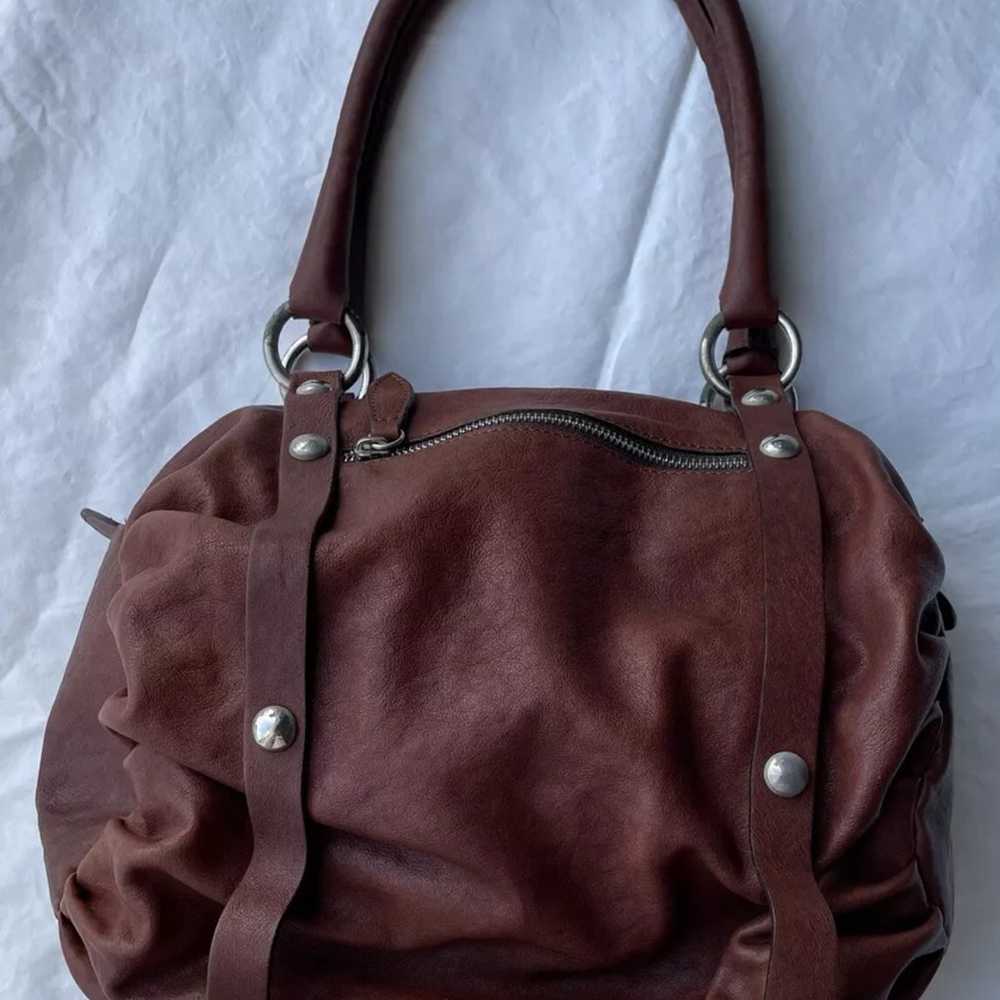 Sundance Brown Leather Barrel Handbag - image 2