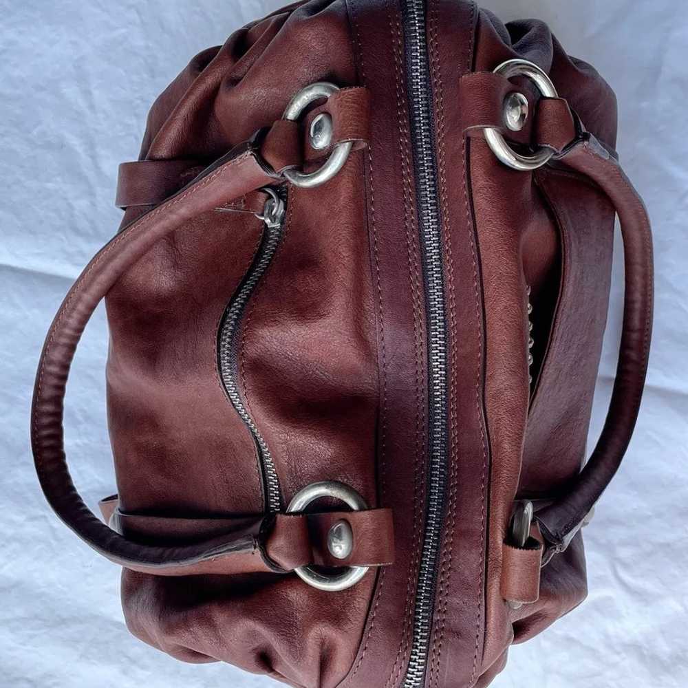 Sundance Brown Leather Barrel Handbag - image 3