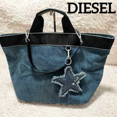 DIESEL 2-way denim tote bag hand bag with star ke… - image 1