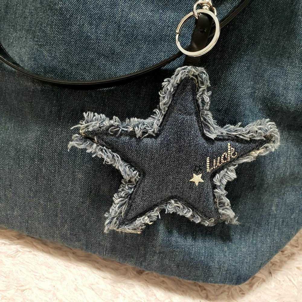 DIESEL 2-way denim tote bag hand bag with star ke… - image 2