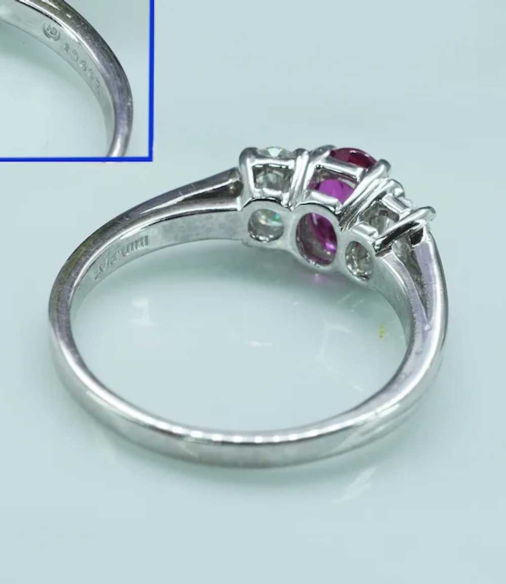 Oscar Heyman Ruby Oval Diamond 3 stone Ring Plati… - image 11