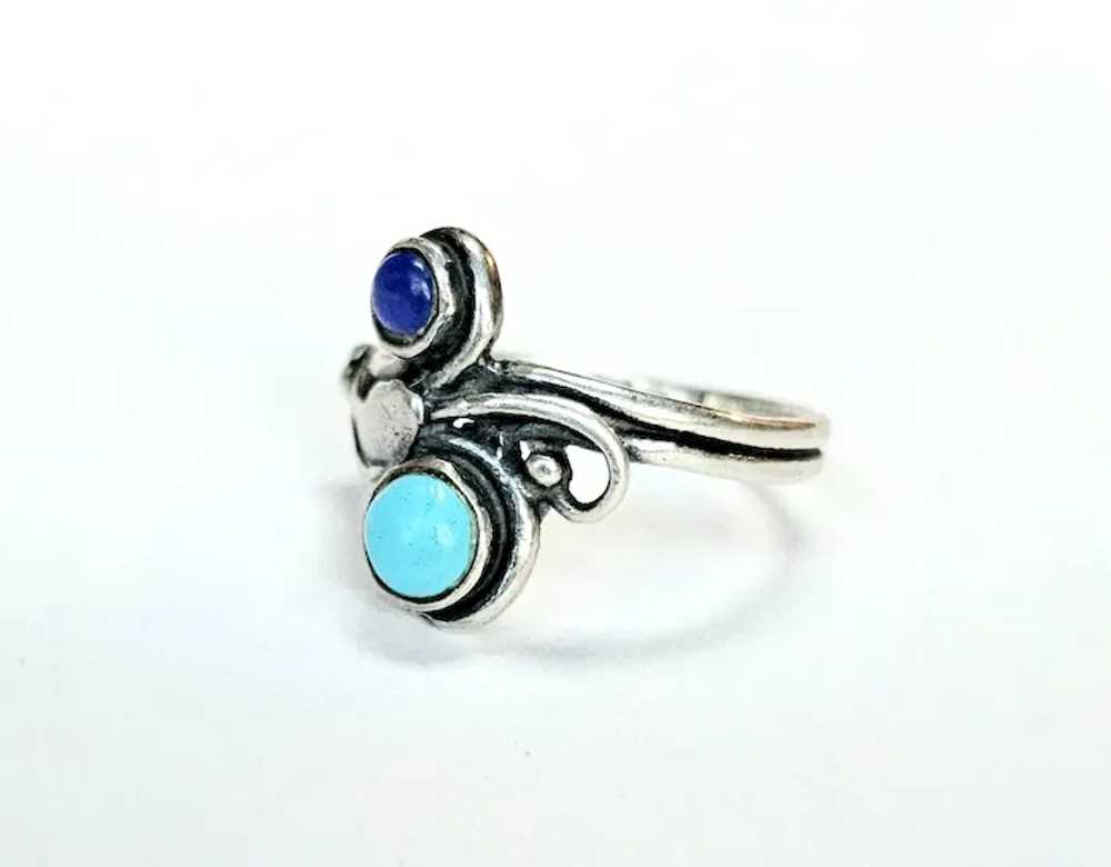 Navajo Turquoise Lapis Ring Contemporary Womens S… - image 2