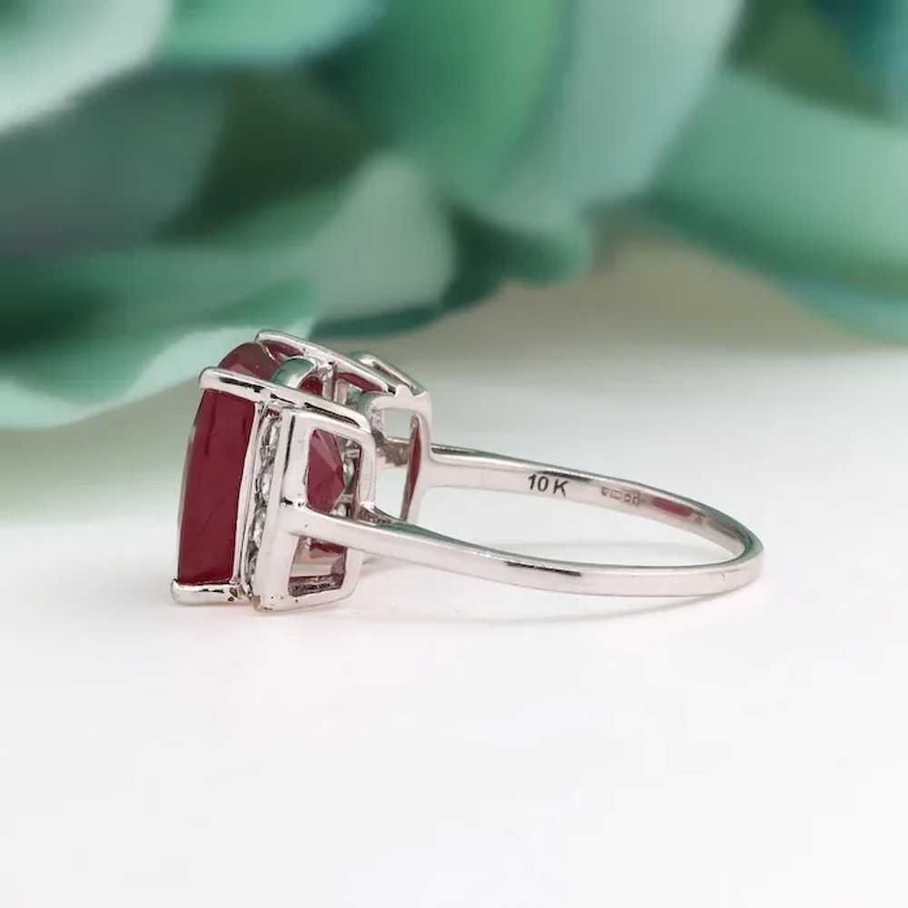 Ruby And White Topaz Cocktail Ring 10K White Gold… - image 3