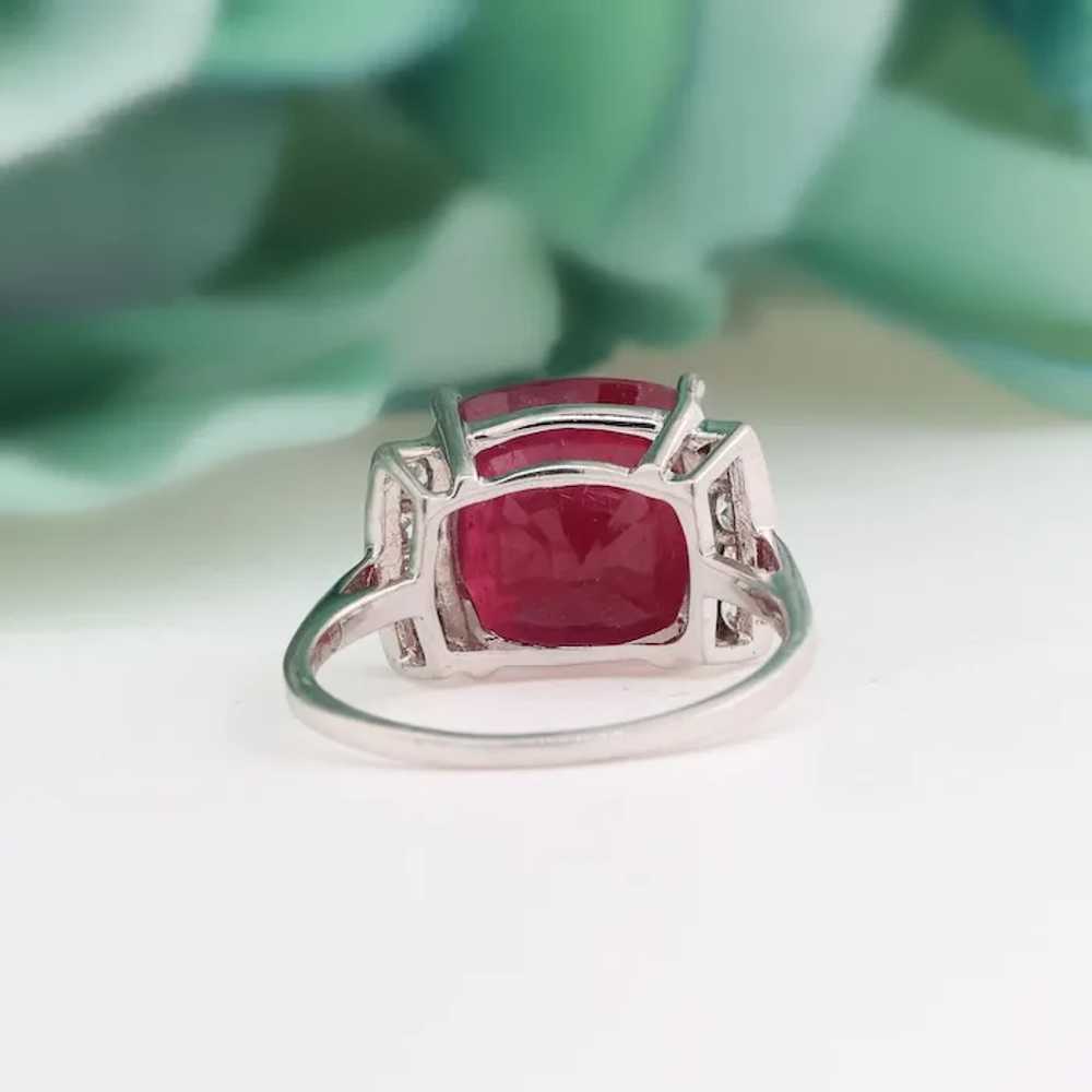 Ruby And White Topaz Cocktail Ring 10K White Gold… - image 4