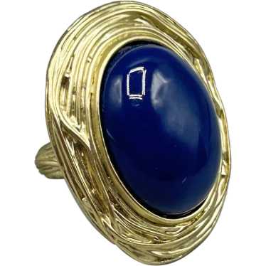 Vintage Style Chicos Gold Tone Blue Stone Ring Si… - image 1