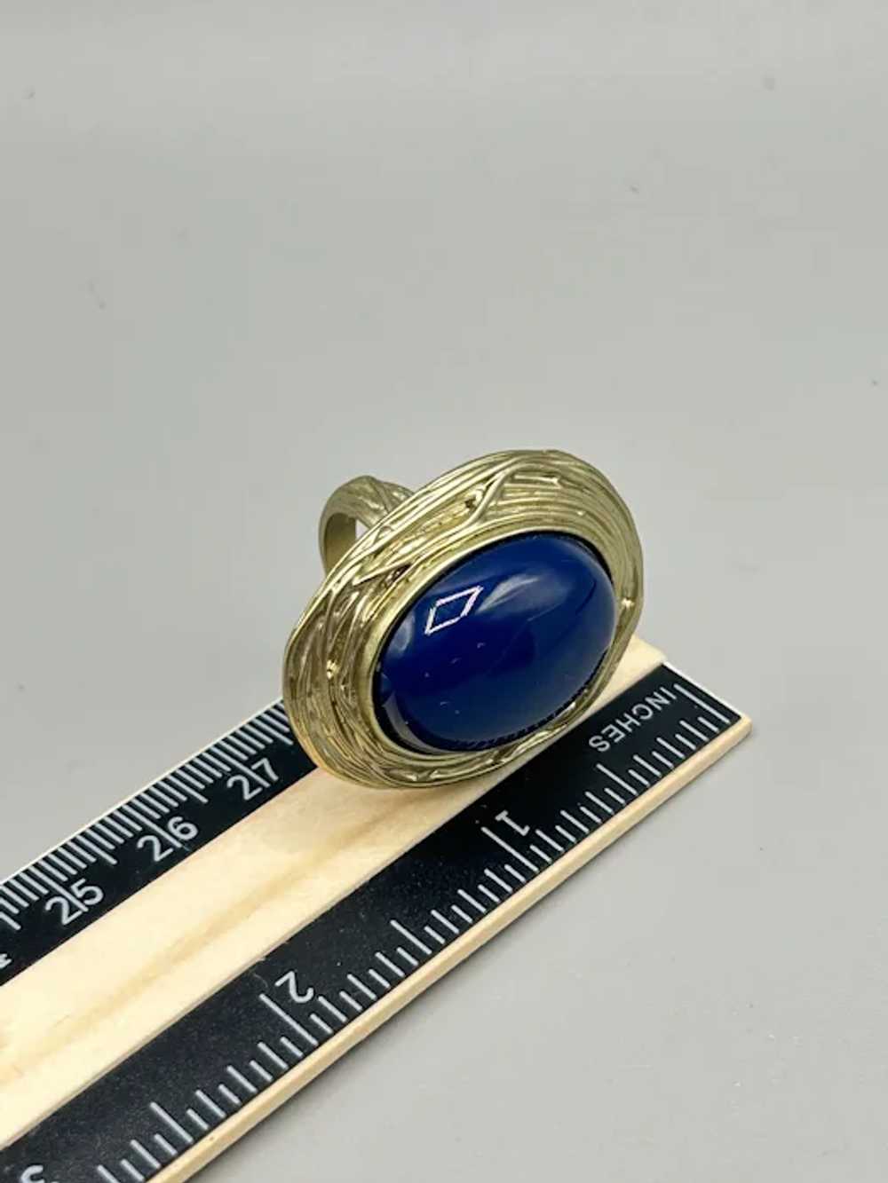 Vintage Style Chicos Gold Tone Blue Stone Ring Si… - image 7