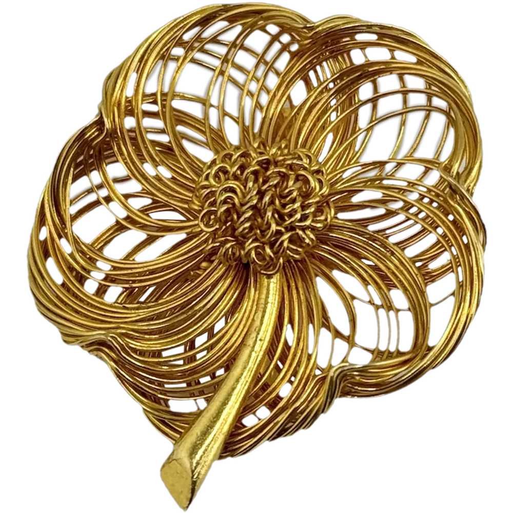 Vintage wire wrapped flower brooch pin - image 1