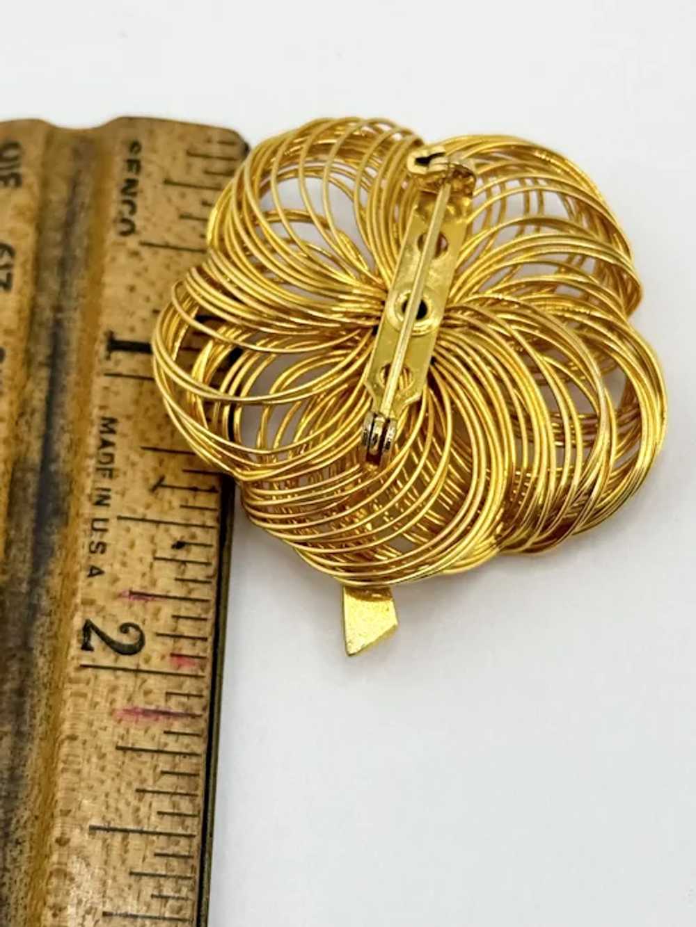 Vintage wire wrapped flower brooch pin - image 2