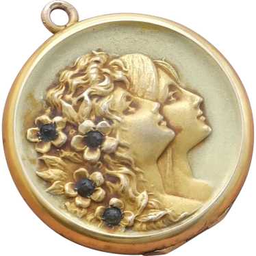 Antique Edwardian Art Nouveau Locket Female Portra