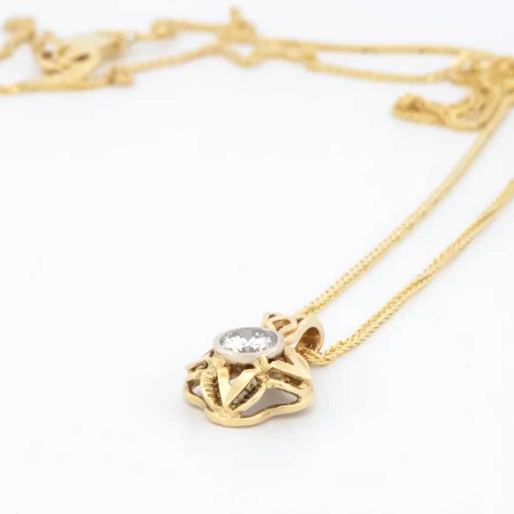 Retro-Era 14k Diamond Solitaire Necklace - image 2