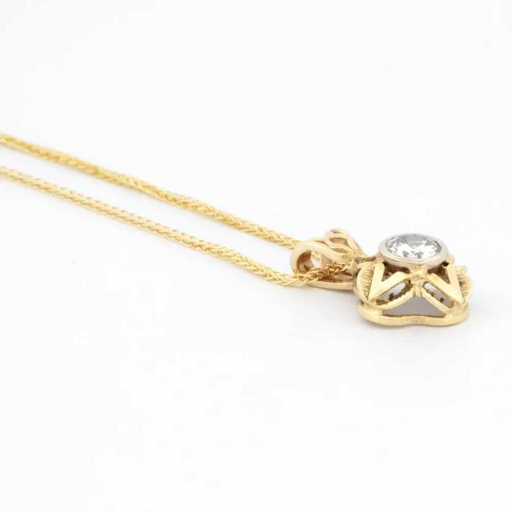 Retro-Era 14k Diamond Solitaire Necklace - image 3