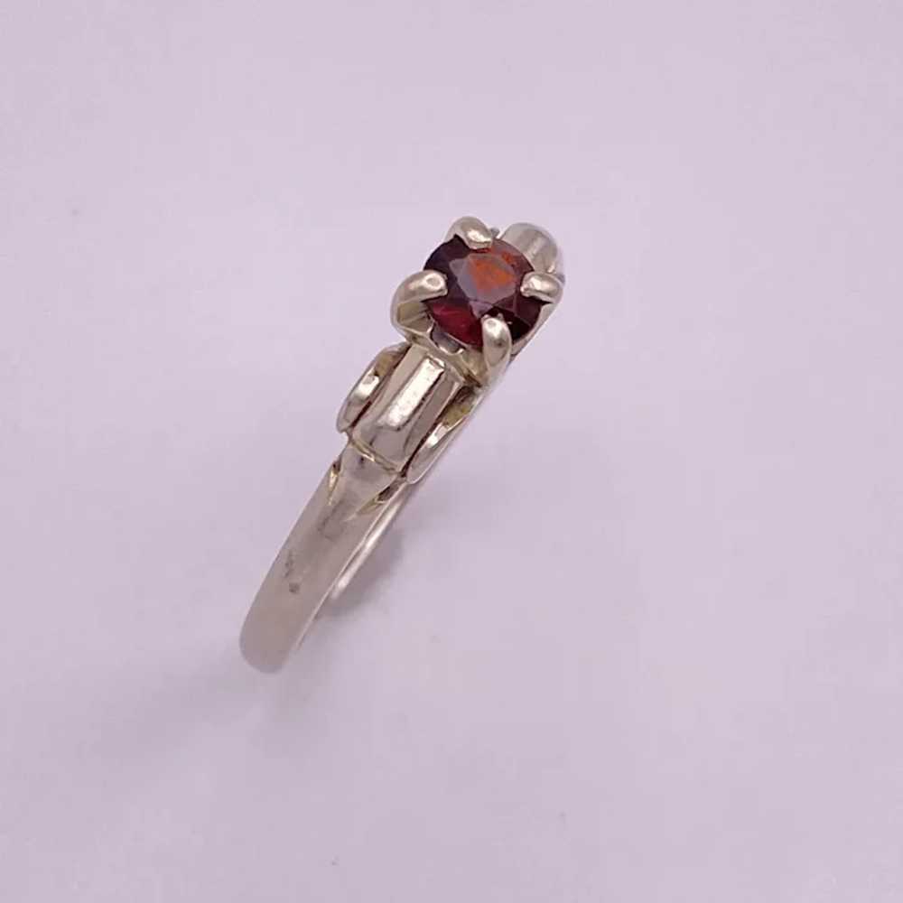 Petite Garnet Solitaire Ring 18K White Gold .33 C… - image 4