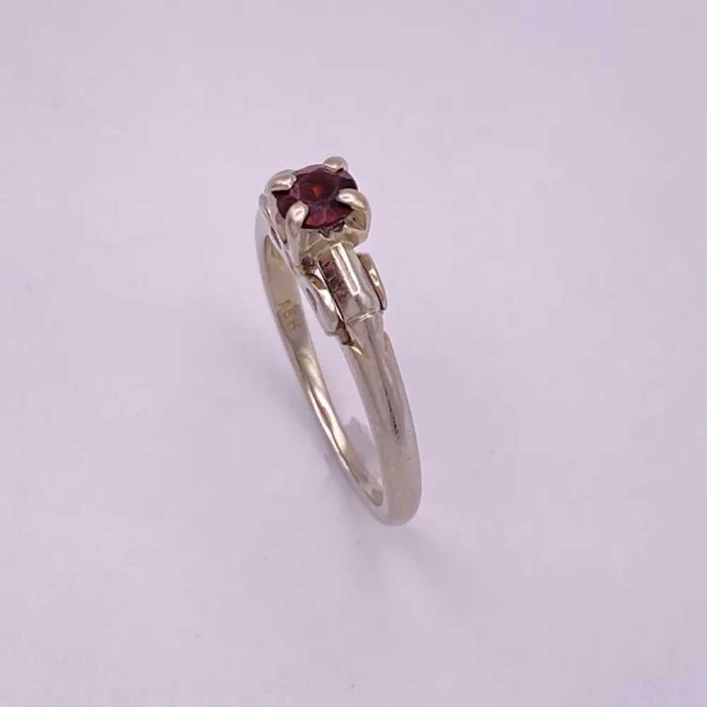 Petite Garnet Solitaire Ring 18K White Gold .33 C… - image 5