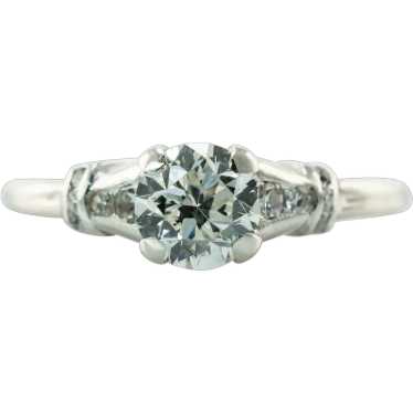 Natural Diamond Ring Old European Platinum Engagem