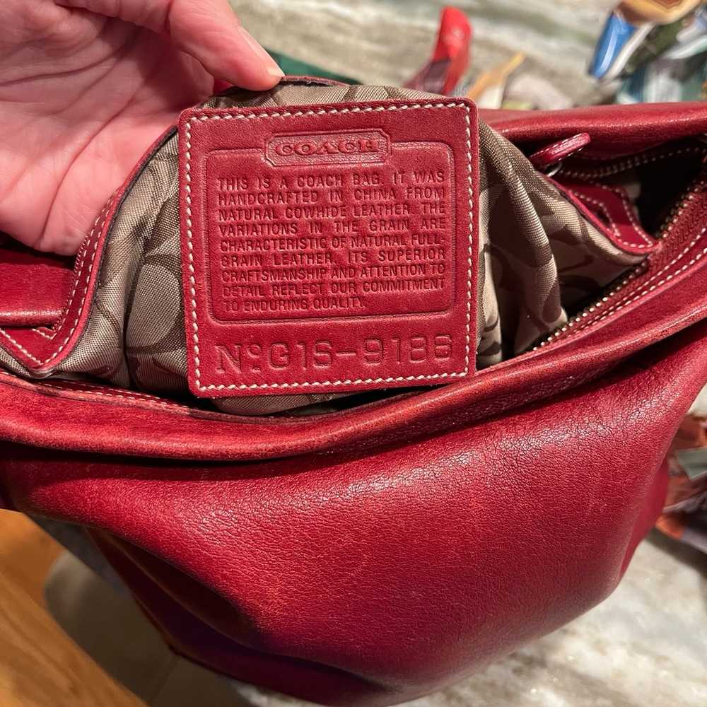 Y2K Vintage Coach Small Duffle Sac 9186 Red Leath… - image 10