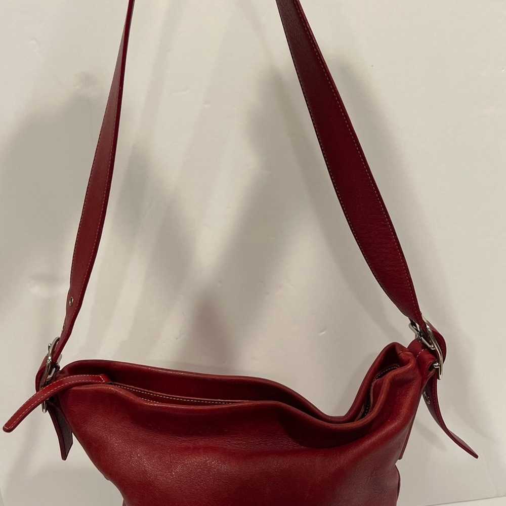 Y2K Vintage Coach Small Duffle Sac 9186 Red Leath… - image 2