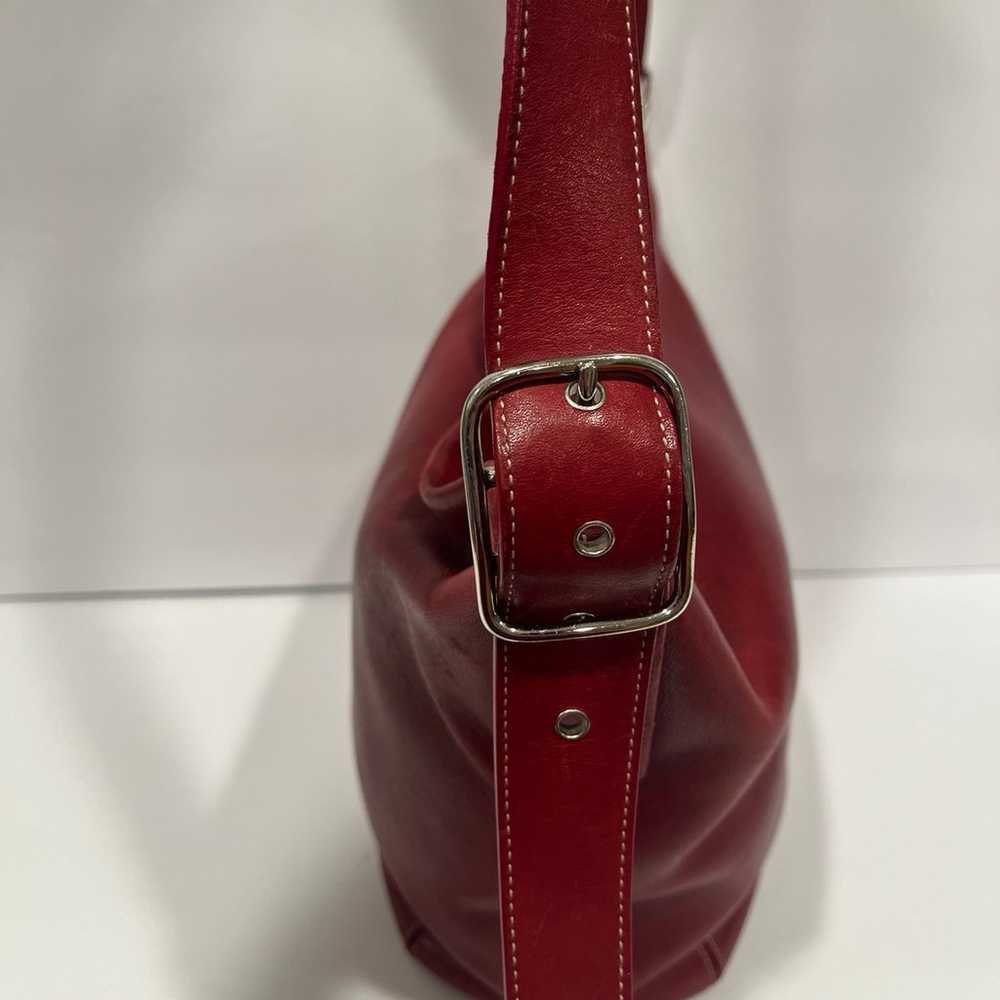 Y2K Vintage Coach Small Duffle Sac 9186 Red Leath… - image 5