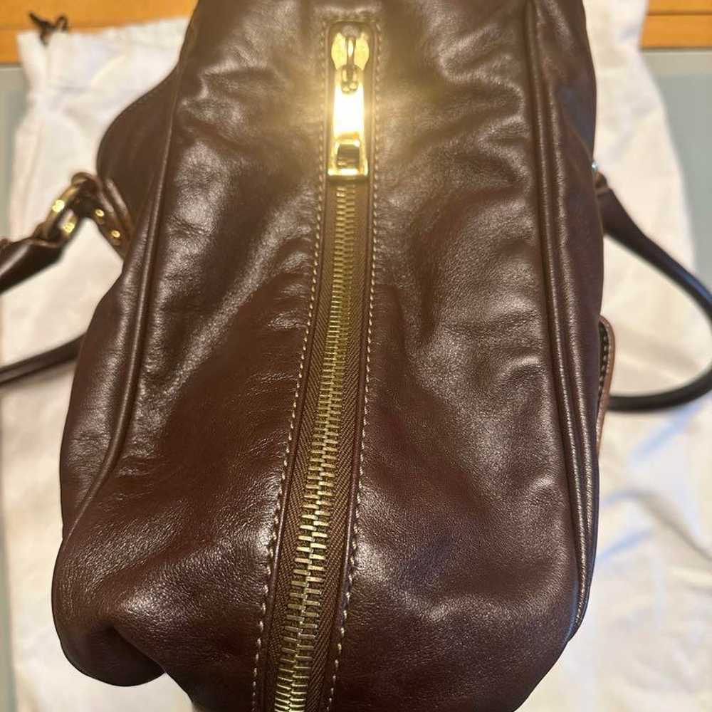 Dark brown leather bag - image 4