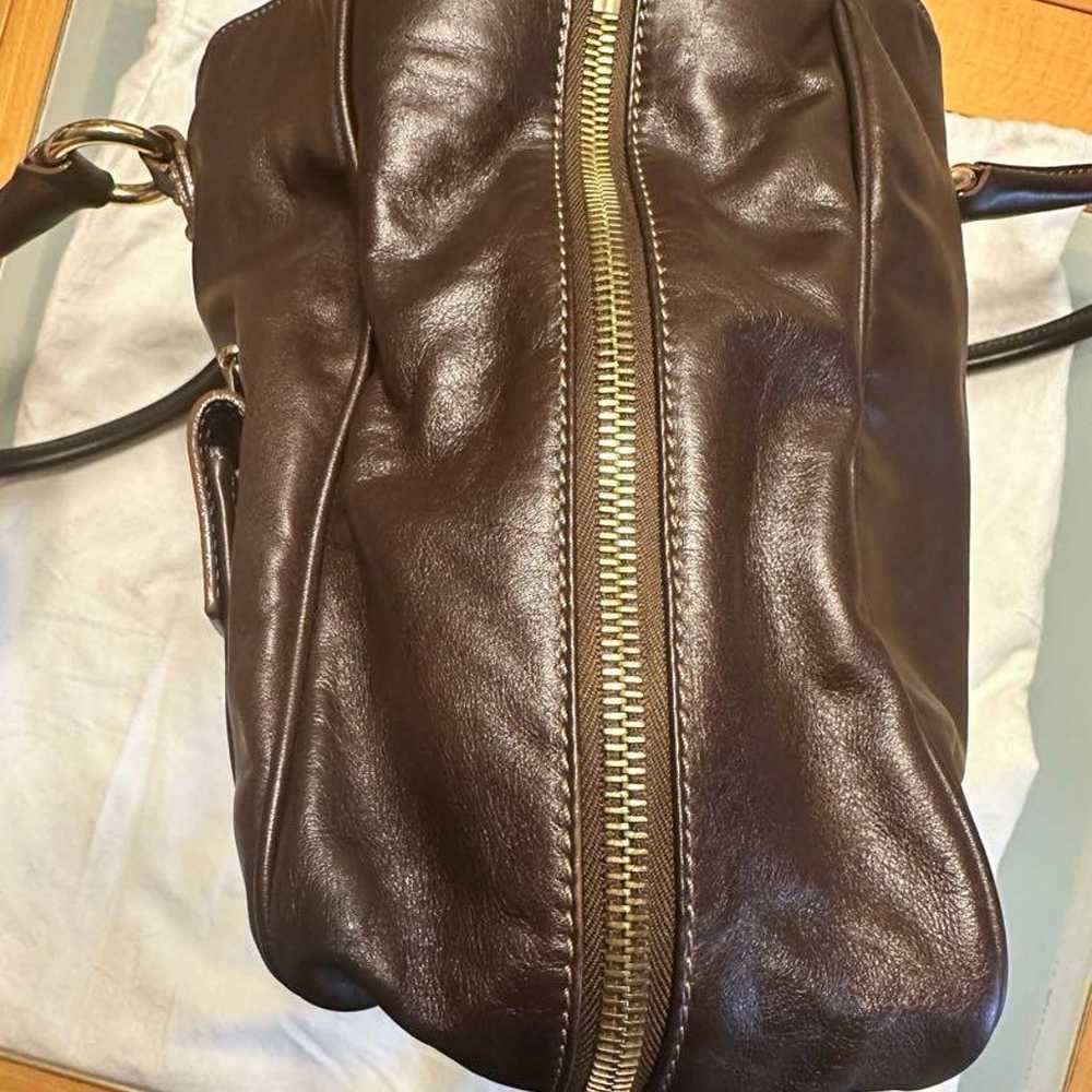 Dark brown leather bag - image 6