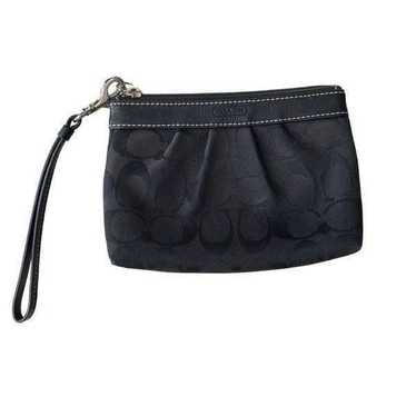 COACH Black Monogram Wristlet Zip Bag