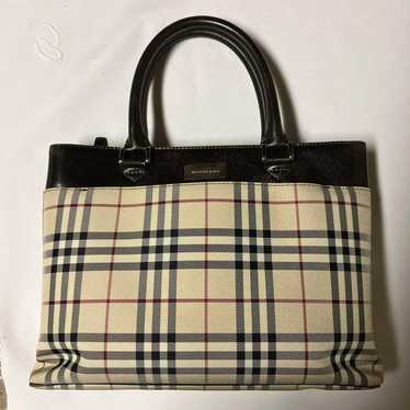 BURBERRY Handbag Nova Check Canvas Leather