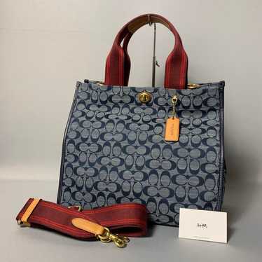 69B129 | Like New | Coach 2WAY Bag Denim Turn Lock - image 1