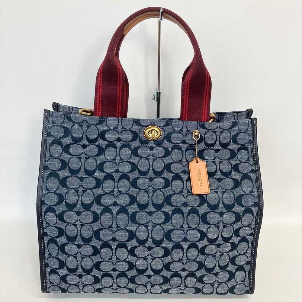 69B129 | Like New | Coach 2WAY Bag Denim Turn Lock - image 2