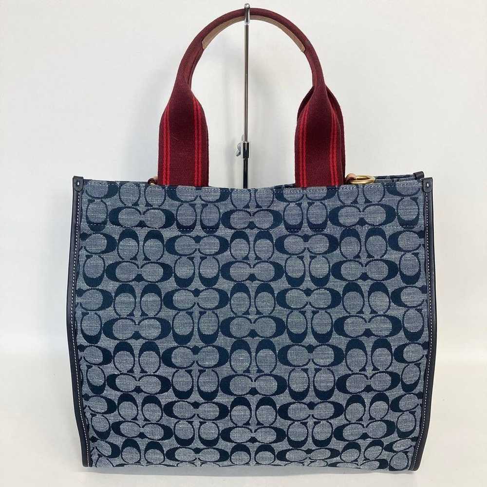 69B129 | Like New | Coach 2WAY Bag Denim Turn Lock - image 3