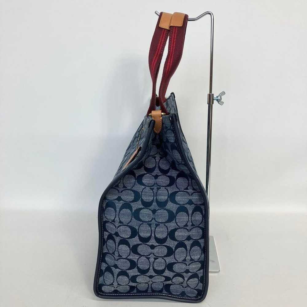 69B129 | Like New | Coach 2WAY Bag Denim Turn Lock - image 4