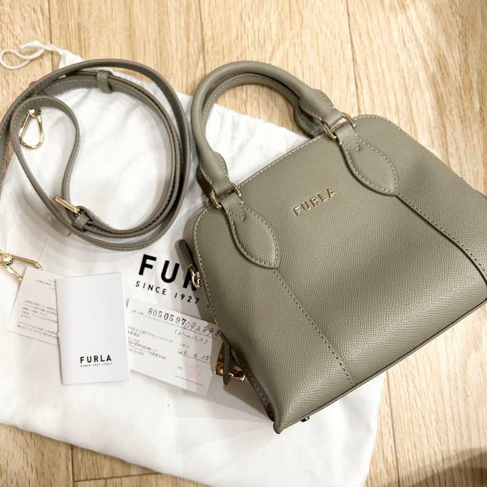 FURLA Vittoria S Dome Handbag Gray Leather - image 1