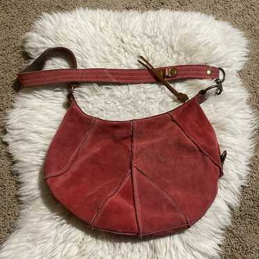 Lucky Brand Vintage Inspired Red Suede Hobo Bag